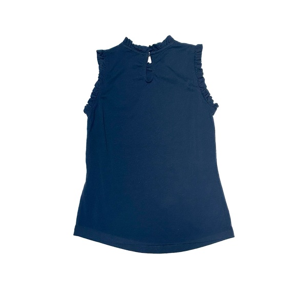 Boden Supersoft Frill Detail Vest Navy Keyhole Button Sleeveless Shell Tank Top - Picture 3 of 9